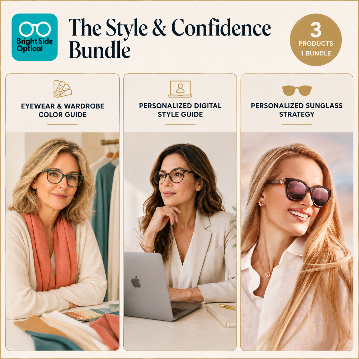 The Style and Confidence Bundle with all three Bright Side Optical digital styling products