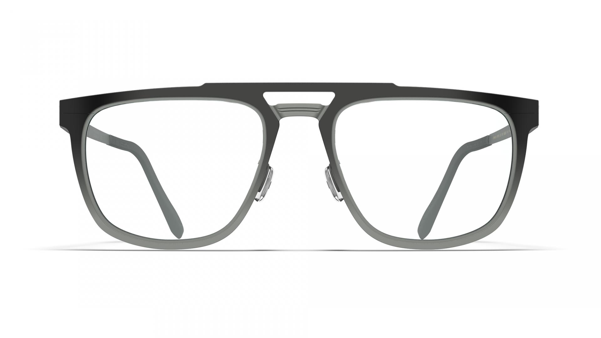 Front view of Blackfin Atlantic TUCKER, a broad dark rectangular titanium optical frame