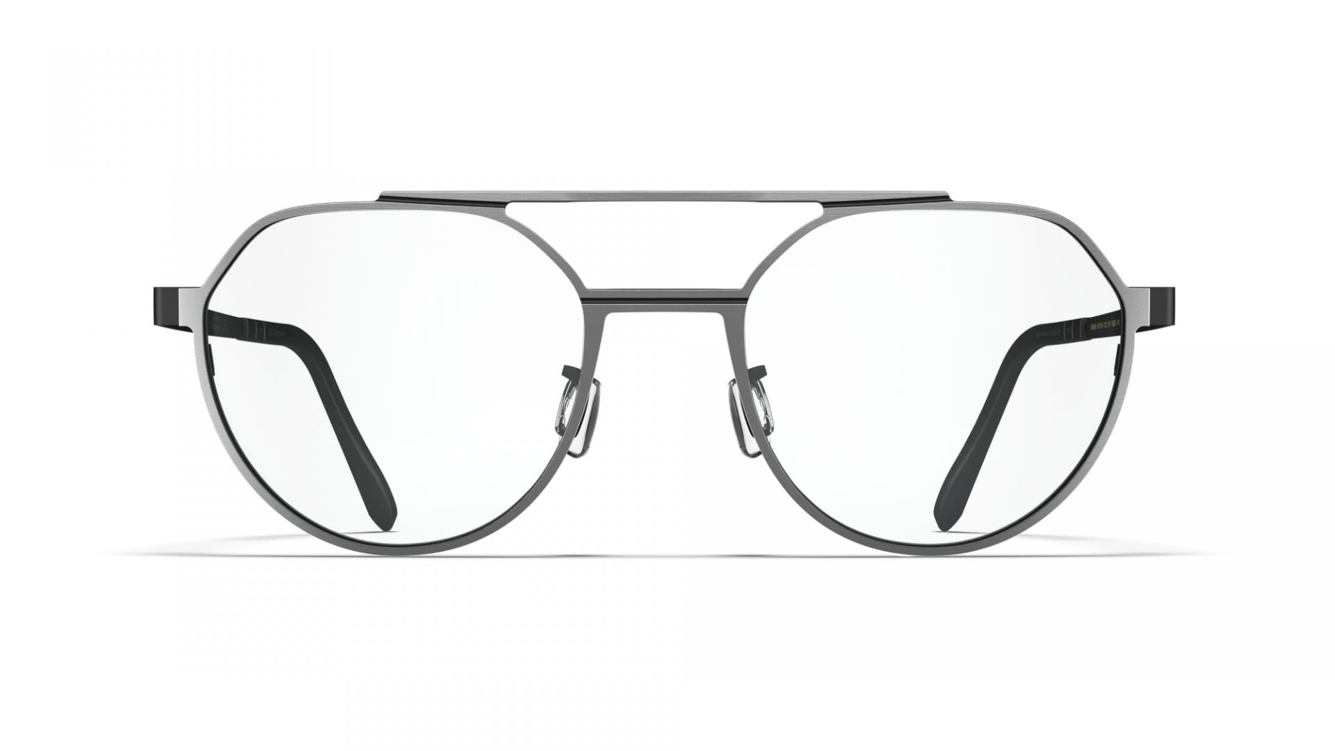 Front view of Blackfin One HAYMAN, a slim gray titanium aviator optical frame